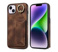 Carcasa de teléfono compatible con iPhone 14 Plus 6,7 pulgadas Wallet Case Leather Protective Case with Card Holder, 360° Rotación Ring Kickstand PU Leather Double Magnetic Clap Shockproof Cover Coque