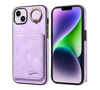 Carcasa de teléfono compatible con iPhone 14 Plus 6,7 pulgadas Wallet Case Leather Protective Case with Card Holder, 360° Rotación Ring Kickstand PU Leather Double Magnetic Clap Shockproof Cover Coque