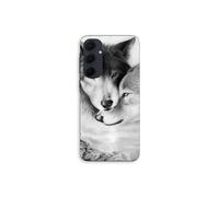 Carcasa de teléfono - MANIACASE - Samsung Galaxy A55 - Silicona - Negro y blanco - Lobo y loba