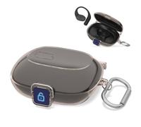 Carcasa de TPU compatible con JBL Sense Lite funda de carga antigolpes con llavero compatible con carga inalámbrica compatible con auriculares Bluetooth (gris transparente)