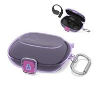 Carcasa de TPU compatible con JBL Sense Lite funda de carga antigolpes con llavero compatible con carga inalámbrica compatible con auriculares Bluetooth (morado transparente)