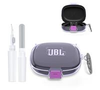 Carcasa de TPU para JBL Endurance Peak 4. Resistente a golpes, polvo y arañazos. Con mosquetón y lápiz de limpieza, protección fiable para el estuche de carga de auriculares (morado-transparente)