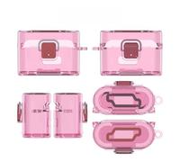 Carcasa de TPU transparente para auriculares Sony WF-1000XM6, funda protectora simple transparente a prueba de golpes y polvo, con soporte y gancho integrados (rosa transparente)