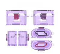 Carcasa de TPU transparente para auriculares Sony WF-1000XM6, funda protectora simple transparente a prueba de golpes y polvo, con soporte y gancho integrados (morado transparente)