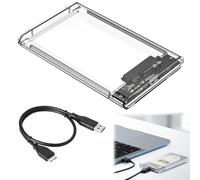 Carcasa Disco Duro 2,5", 5Gbps USB 3.0 Caja Disco Duro para HDD SSD SATA I/II/III de 7mm y 9.5mm de Altura con Cable USB, Sopporta UASP&Trim, No Requiere Herramientas-Clara Caja