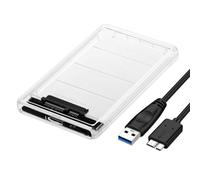 Carcasa Disco Duro 2,5" USB 3.0 Externo para HDD SSD SATA I/II/III de 7mm y 9.5mm, Transparente, Compatible con Windows, Linux, Mac, UASP & Trim, Instalación sin Herramientas, 5Gbps