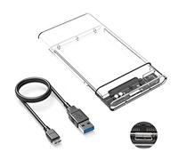 Carcasa Disco Duro 2,5 USB 3.0,SATA III de 5 Gbps Transparente Caja Disco Duro nstalación sin Herramientas Amplia Compatibilidad con Windows, Linux y Mac