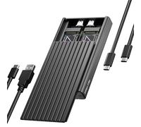 Carcasa dual M.2 NVMe SSD, carcasa NVMe ICY BOX de 20 Gbps, adaptador USB C a M2 para SSD PCIe 2230/2242/2260/2280 M.2, doble bahía, instalación sin herramientas, lector de SSD de aluminio