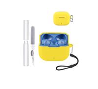 Carcasa Funda para OnePlus Nord Buds 3r / 3V Auriculares, toergy a prueba de golpes, impermeable, suave y delgada Funda de silicona con cordón, llavero y kit de limpieza, amarillo