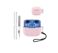 Carcasa Funda para OnePlus Nord Buds 3r / 3V Auriculares, toergy a prueba de golpes, impermeable, suave y delgada Funda de silicona con cordón, llavero y kit de limpieza, rosa