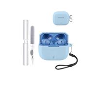 Carcasa Funda para OnePlus Nord Buds 3r / 3V Auriculares toergy a prueba de golpes, impermeable, suave y delgada Funda de silicona con cordón, llavero y kit de limpieza, azul