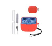 Carcasa Funda para OnePlus Nord Buds 3r / 3V Auriculares, toergy a prueba de golpes, impermeable, suave y delgada Funda de silicona con cordón, llavero y kit de limpieza, rojo