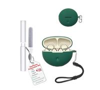 Carcasa Funda para Oppo Enco Clip 2 Auriculares,toergy a prueba de golpes, impermeable, suave y delgado Funda de silicona con cordón, llavero y kit de limpiador, verde