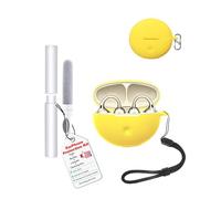 Carcasa Funda para Oppo Enco Clip 2 Auriculares,toergy a prueba de golpes, impermeable, suave y delgado Funda de silicona con cordón, llavero y kit de limpiador, amarillo