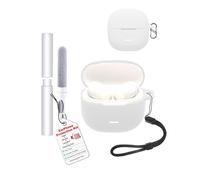 Carcasa Funda para Redmi Buds 8 Auriculares Active,toergy a prueba de golpes, impermeable, suave y delgada cubierta de silicona con cordón, llavero y kit de limpiador, blanco
