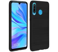 Carcasa Huawei P30 Lite silicona acabado efecto aluminio cepillado - Negra