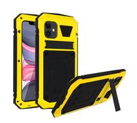 Carcasa iPhone 11 Aluminio Cristal templado F. Soporte S. TANK - Amarillo