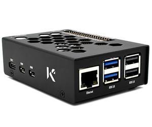 Carcasa KKSB para Raspberry Pi 5 - Aluminio granallado - Espacio para Ventilador Disipador de Raspberry Pi 5 - Etiquetas de Pines Grabadas con Láser - Botón de Inicio Integrado