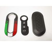 Carcasa Llave + Botones de Goma Compatible con Fiat 500 Grande Punto EVO Bravo Panda 500L Lancia Y Ypsilon Musa Delta Diseño Tricolor Italia + Video Tutorial de Montaje