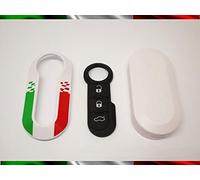 Carcasa Llave + Botones de Goma Compatible con Fiat 500 Grande Punto EVO Bravo Panda 500L Lancia Y Ypsilon Musa Delta (Diseño Tricolor Italia) + Video Tutorial de Montaje