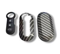 Carcasa Llave + Botones de Goma Compatible con Fiat 500 Grande Punto EVO Bravo Panda 500L Lancia Y Ypsilon Musa Delta Cubierta Efecto Carbono + Video Tutorial Explicativo de Montaje