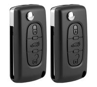 Carcasa llave CE0536 3 botones sin hoja para Peugeot 207 307 308 3008 407 y Citroën C3 C4 C5 Berlingo - Carcasa Mando con 2 pasadores nuevos - Reemplazo Plip compatible HU83 VA2