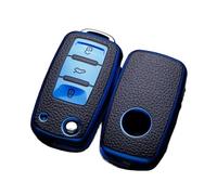 Carcasa Llave para VW para Polo para Tiguan para Passat para Golf para Jetta para Lavida para Llave Coche Funda Protectora Completa para Llave(Blue)