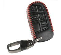Carcasa Mando Llave Coche para Cargador para Challenger para Dart para Durango para Journey Llavero Aleación Zinc con Anillo Cadena Control Remoto Inteligente Funda Cuero Carcasa para Llave de Coche
