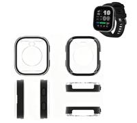 Carcasa metálica compatible con Amazfit Bip Max, carcasa rígida a prueba de golpes con protección impermeable y resistente al sudor para deportes al aire libre, color negro