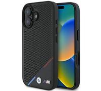 Carcasa Móvil IPHONE 16 BMW Piel Artificial Tricolor Negro Magsafe Logo Metal