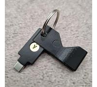 Carcasa Negra Compatible con Yubico Yubikey 5C NFC USB-C | Funda con cierre de clic, diseño plegable y llavero para llave de seguridad, protección contra pérdida y desgaste