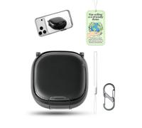 Carcasa negra transparente para Shokz OpenFit Air, protección TPU | Incluye correa de muñeca y mosquetón en 8 | funda protectora flexible, antiarañazos, anticaídas para carcasa de carga de