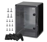 Carcasa para Armario de Pared, IP65, Carcasa Industrial, Carcasa vacía, plástico ABS, Placa de Montaje, Cierre BOXEXPERT Serie Fleet, Diferentes tamaños, Color Negro Transparente (400 x 300 x 220 mm)