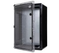 Carcasa para Armario de Pared, IP65, Carcasa Industrial, Carcasa vacía, plástico ABS, Placa de Montaje, Cierre BOXEXPERT Serie Fleet, Diferentes tamaños, Color Negro Transparente (500 x 350 x 190 mm)