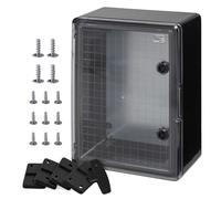 Caja de montaje en pared Caja IP65 Caja industrial Caja vacía Plástico ABS vacía Placa de montaje de la caja Cierre Serie BOXEXPERT Fleet Varios tamaños Negro transparente (350x250x150mm)