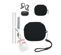 Carcasa para auriculares SHOKZ OpenFit Pro, toergy a prueba de golpes, impermeable, suave y delgada, cubierta de silicona con cordón, llavero y kit de limpieza, negro