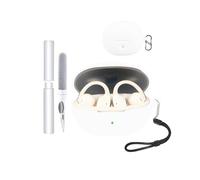 Carcasa para Baseus Bowie MC2 Air Auriculares, toergy a prueba de golpes, impermeable, suave y delgada, cubierta de silicona con cordón, llavero y kit de limpieza, color blanco