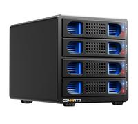 Carcasa para Disco Duro, CENMATE Carcasa Raid de 4 Bahías con Ventilador para HDD/SSD SATA 2.5/3.5, USB A/C 3.0+ eSATA Cable, Carcasa HDD 3.5 Soporta 80TB Capacidad, 8 Modos Raid, Das (NO NAS)