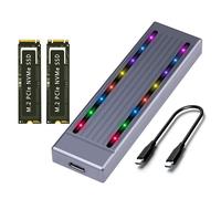 Carcasa para disco duro M.2NVMe SSD Cool RGB Light Carcasa para disco duro de aluminio CNC Alta velocidad Gen.2 con cable,B