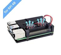 Carcasa para disipador térmico Raspberry Pi 4 Modelo B con Doble Ventilador, Caja de aleación de Aluminio Raspberry Pi 4B (con Ventilador-Negro)