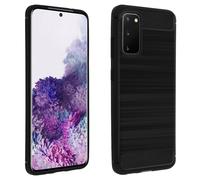 Carcasa para Galaxy S20 silicona efecto aluminio cepillado - Negro