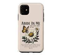 Carcasa para iPhone 11 Abide In Me Juan 15:4 Biblia Cristiana Escritura Flores