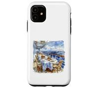 Carcasa para iPhone 11 Acuarela Cubierta de Crucero Comedor Vista del Velero