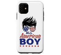 Carcasa para iPhone 11 All American Boy 4th of July Boys Kids Sunglasses USA Flag