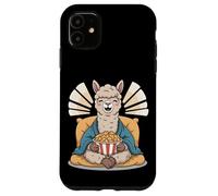 Carcasa para iPhone 11 Alpaca Feliz con Palomitas de maíz Diseño de Animales