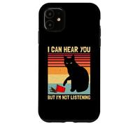 Carcasa para iPhone 11 Amante del café con Forma de Gato Negro Divertido, Vintage, «No Estoy Escuchando»