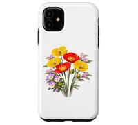 Carcasa para iPhone 11 Amapolas Rojas y Amarillas y Pensamientos Full Bloom Shapes Mania