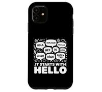 Carcasa para iPhone 11 Amistad Inclusión Profesor de Idiomas Comienza con Hola