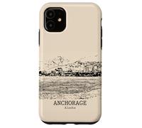 Carcasa para iPhone 11 Anchorage Alaska Vintage Horizonte Dibujo