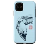 Carcasa para iPhone 11 Anguila Morena, Diseño de Sello Kanji Japonés, Vida Marina